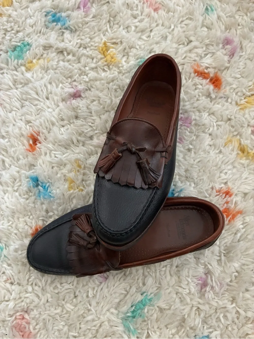 Allen Edmonds Two-Tone Brown & Dark Brown Tassel Kiltie Loafers